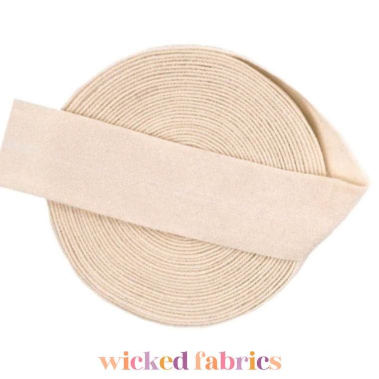 20mm (3/4") Solid Matte Fold Over Elastic - Light Ivory | FOE | Decorative Edge - 5M Pack
