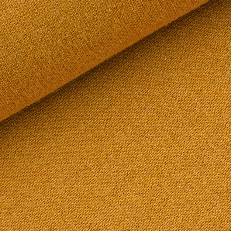 95% Cotton 5% Elastane Melange Ribbing in Mustard | 240GSM | OEKO-TEX 100 |Sustainable and Eco Friendly European Knit Fabric  - 10CM x WOF