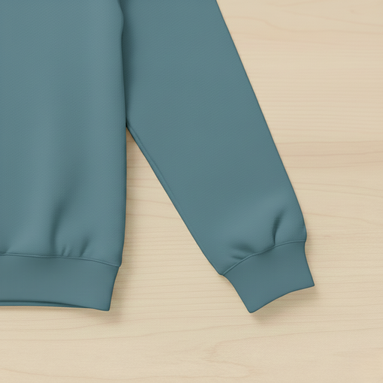 95% Cotton 5% Elastane Ribbing in Stone Blue | 240GSM | OEKO-TEX 100 | Solid | Sustainable and Eco Friendly Knit Fabric - 10CM x WOF