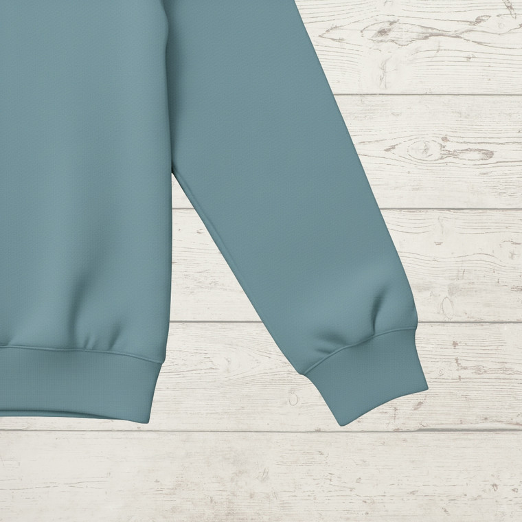 95% Cotton 5% Elastane Ribbing in Stone Blue | 240GSM | OEKO-TEX 100 | Solid | Sustainable and Eco Friendly Knit Fabric - 10CM x WOF