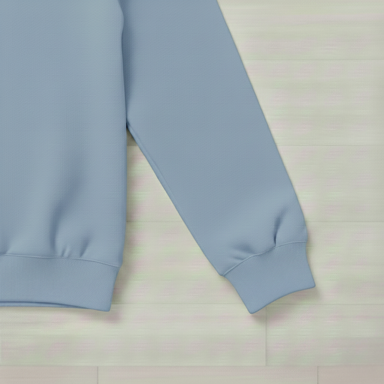 95% Cotton 5% Elastane Ribbing in Dusty Blue | 240GSM | OEKO-TEX 100 | Solid | Sustainable and Eco Friendly Knit Fabric - 10CM x WOF