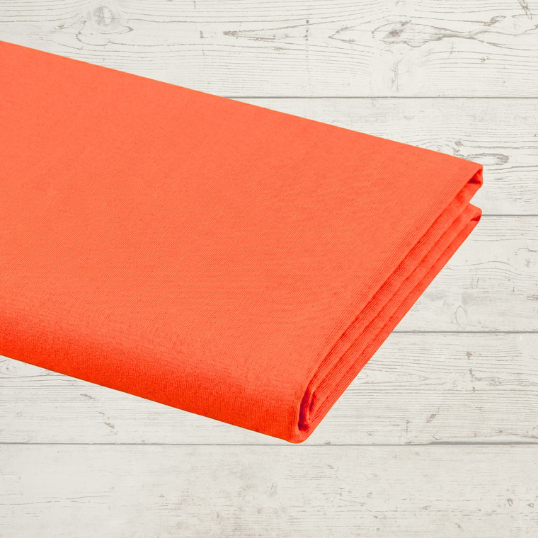 95% Cotton 5% Elastane Jersey - Orange | 220GSM | OEKO-TEX 100 | Solid | Sustainable and Eco Friendly European Knit Fabric - 50CM x WOF