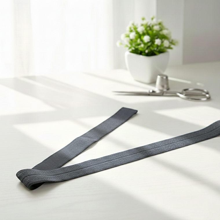 25mm (1") Shiny Fold Over Elastic - Lead Grey | FOE - 5M Pack