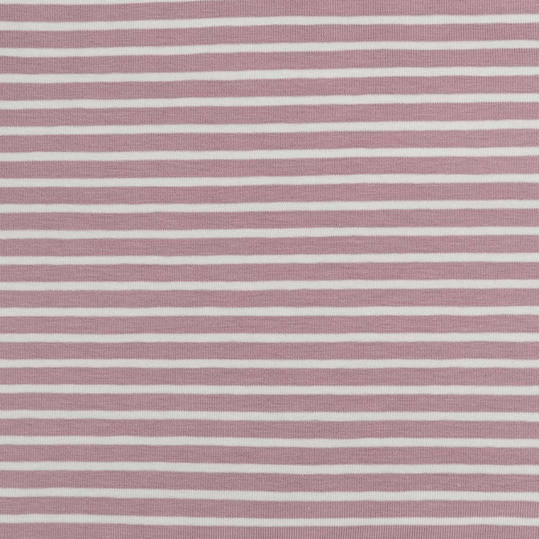 7mm Old Rose 3mm White Combo Yarn Dyed Stripe Jersey | 220GSM | OEKO-TEX 100 - 50CM x WOF