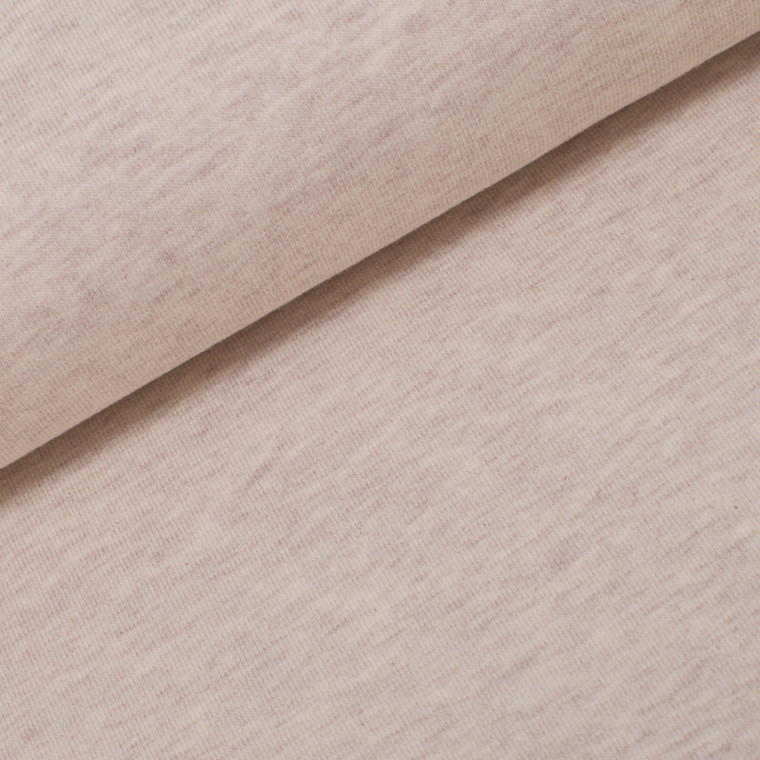 95% Cotton 5% Elastane Melange Jersey in Off White Cream | 220GSM | OEKO-TEX 100 | Sustainable and Eco Friendly Knit Fabric - 76CM END OF BOLT