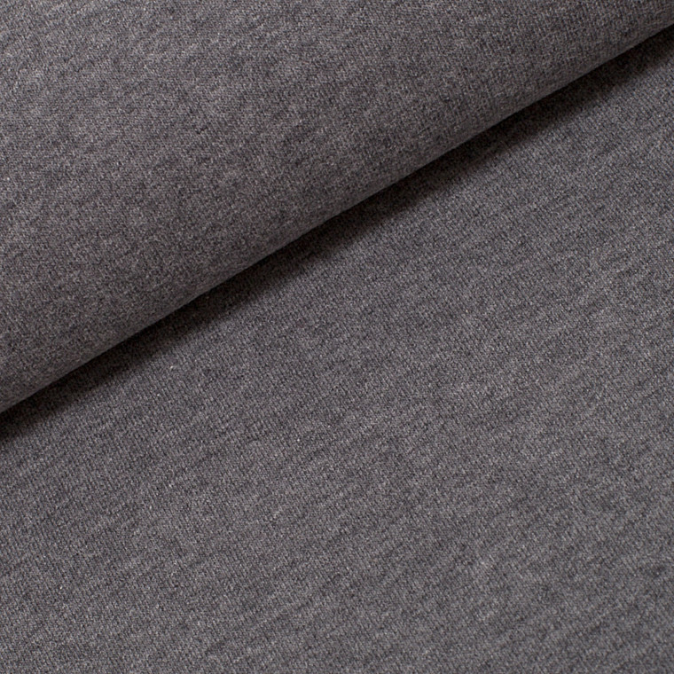 95% Cotton 5% Elastane French Terry Melange - Medium Grey | 240GSM | OEKO-TEX 100 | Sustainable and Eco Friendly European Knit Fabric - 175CM END OF BOLT