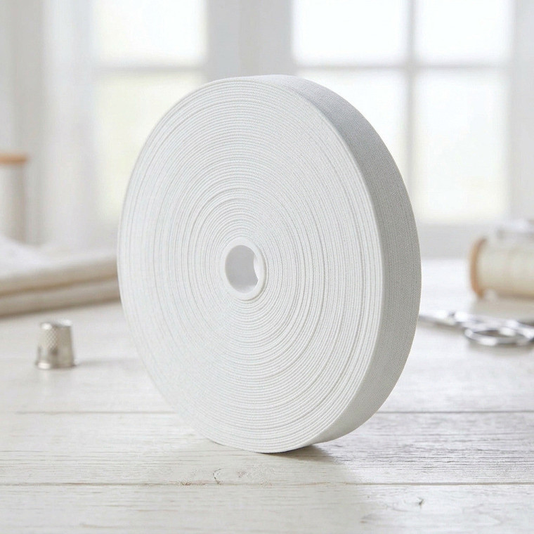 20mm Premium Woven Elastic in White - 2.6 METRES END OF ROLL