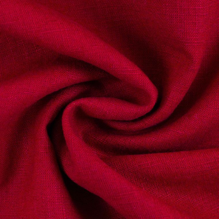 82% Linen 18% Cotton - Crimson Red | 240GSM | OEKO-TEX 100 | Solid | Sustainable and Ethically Manufactured European Woven Material - 50CM x WOF