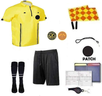 1 Stop Soccer Premium Referee 10 Piece Package kit Jersey Coin Short Socks Flags Set Whistle Referee wallet and cards