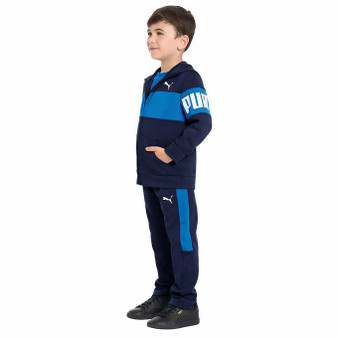 PUMA Kids' 3-piece Full Zip Hooded Jacket with Front Pockets Tech Fleece Set (US, Age, 2 Years, 2T, Blue)