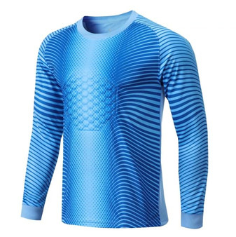 Custom Soccer Goalkeeper Jersey for Youth Adults Personalized Goalkeeper Jersey Padded Goalie Jersey Option Name & Numbers (US, Alpha, 4X-Small, Regular, Blue)