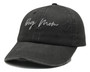 Distressed Ladder Back Ball Cap Dog Mom or Mom Life Hat - Black/Maroon - High Ponytail Cap - Messy Bun Cap