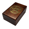 Wooden Brass Inlay Pentacle Jewellery / Tarot Card Box 15cm