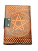 Leather Journal Orange Pentagram with Clasp Lock Handmade Parchment - 120 Pages - 12cm x 17.5cm