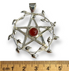 Sterling Silver Vine Leaf Pentacle Pendant Hand Crafted Carnelian 40mm