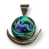 Sterling Silver New Moon Crescent Paua Abalone Shell Pendant Hand Crafted 20mm