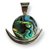 Sterling Silver New Moon Crescent Paua Abalone Shell Pendant Hand Crafted 20mm
