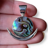 Sterling Silver New Moon Crescent Paua Abalone Shell Pendant Hand Crafted 20mm