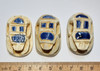 Egyptian Scarab Blue White Ceramic Pottery Small - Made in Egypt - 3cm - Set of 3