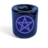 Chime Wish Candle Holder Black Ceramic Purple Pentacle Small 26mm