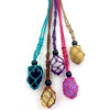 Beaded Macrame Tumbled Stone Holder Necklace