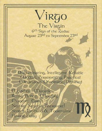 Virgo Zodiac Poster on Parchment A4