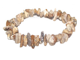 Picture Jasper Gemstone Chip Stretch Bracelet