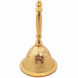 Brass Gold Toned Pentacle Altar Bell 7cm / 2 1/2"