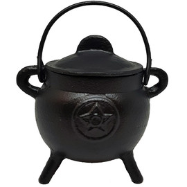 Black Cast Iron Cauldron Small Pentacle 10cm