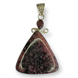 Sterling Silver 925 Pendant Amethyst Facet and Rhodonite 46mm 