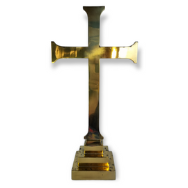 Solid Brass Vintage Cross Large - c. 1975 - 52cm