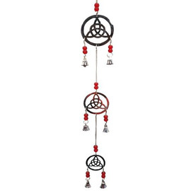 Triquetra Chrome Wind Chime Long 60cm Red Beads