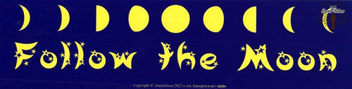 Follow The Moon Vinyl Bumper Sticker 29cm x 7.5cm