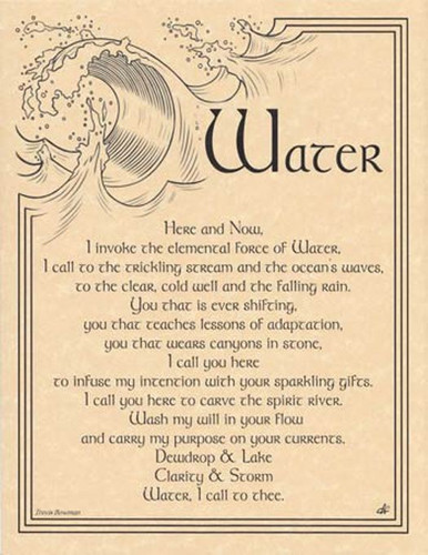 Water Invocation Poster on Parchment A4