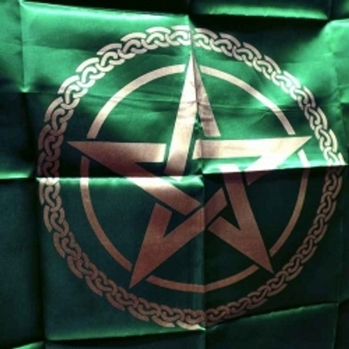Green & Gold  Pentagram Altar or Tarot Cloth