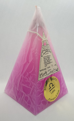 Hand Made Zodiac Lights Magenta Libra Pyramid Candle