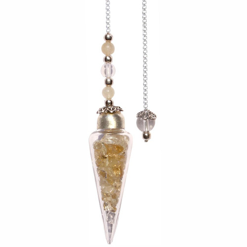 Pendulum Glass Teardrop with Citrine Chips 27cm