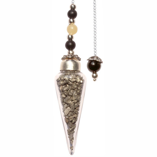 Pendulum Glass Teardrop with Pyrite Chips 27cm