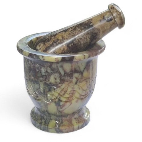 Mortar & Pestle Soapstone Celtic Knotwork Small 7.5cm x 7.5cm 