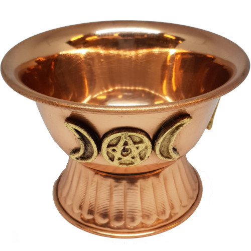 Brass & Copper Triple Moon Offering Bowl 6.5cm
