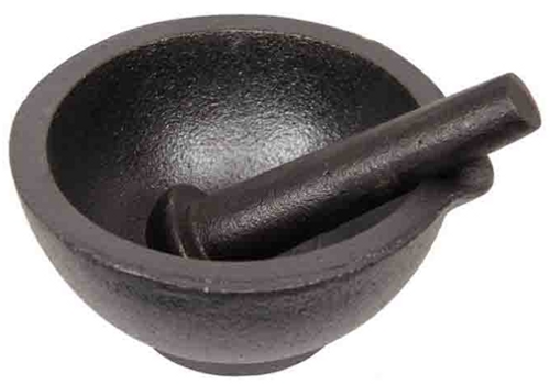 Mortar & Pestle Black Cast Iron Round 6cm