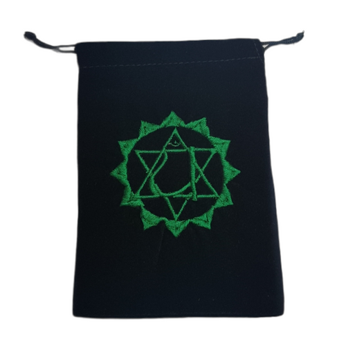 Chakra Velveteen Drawstring Tarot Bag Heart Green 18cm