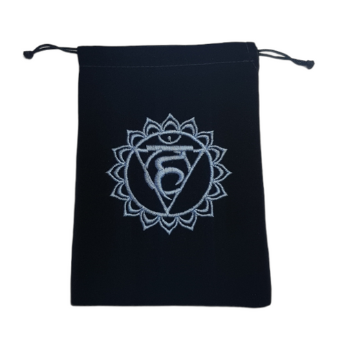 Chakra Velveteen Drawstring Tarot Bag Throat Light Blue 18cm