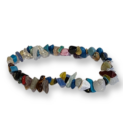 Mixed Crystal Gemstone Chip Stretch Bracelet