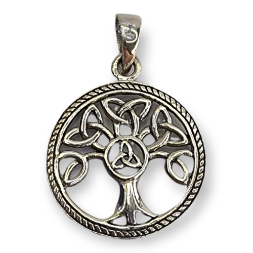 Sterling Silver 925 Pendant Tree of Life Celtic Knot Triquetra 2.2cm  
