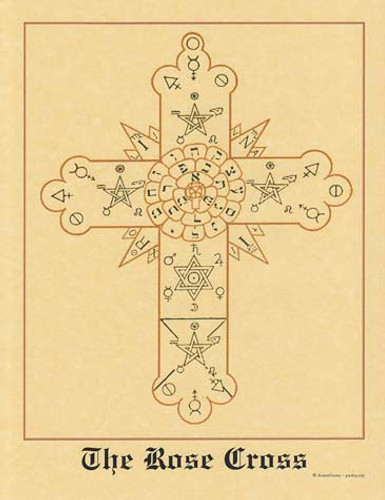 The Rose Cross Rosicrucian Poster on Parchment A4