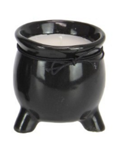 Cauldron Candle Ceramic 8cm White Sandal