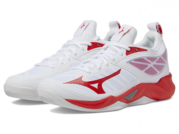 Mizuno Womens Wave Dimension Volleyball Shoe - Red/White - 430314