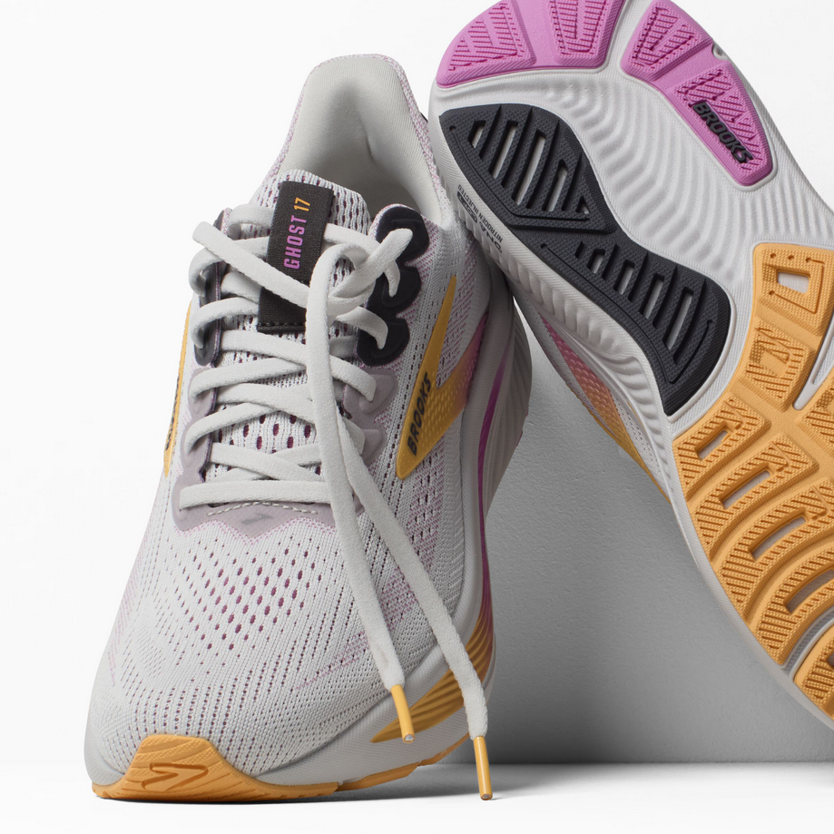 Brooks Women's Ghost 17 Running Shoe - Oyster/Apricot/Pink