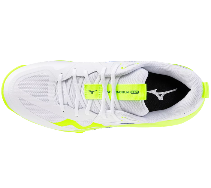 Mizuno Womens Wave Momentum Pro Volleyball Shoe - White/Lightning Yellow